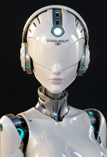 A 35mm photo of a beautiful robotic woman, she has a faceless robotic head, robot, silver hair, smooth metallic featureless feminine body
no face