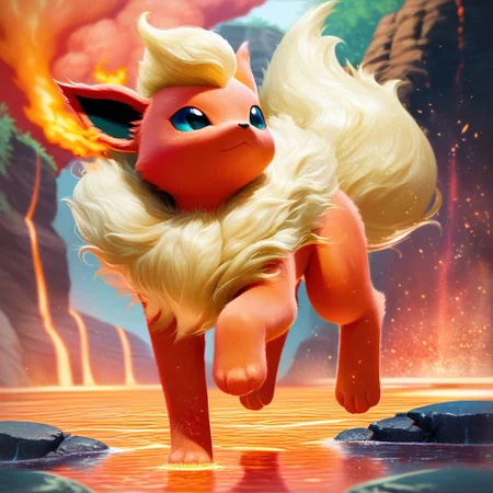 score_9, score_8_up, score_8,
BREAK,
teru sakura, Flareon, fire, closed mouth, outdoors, day, blurry, detailed fur, full body, lava,
zPDXL,