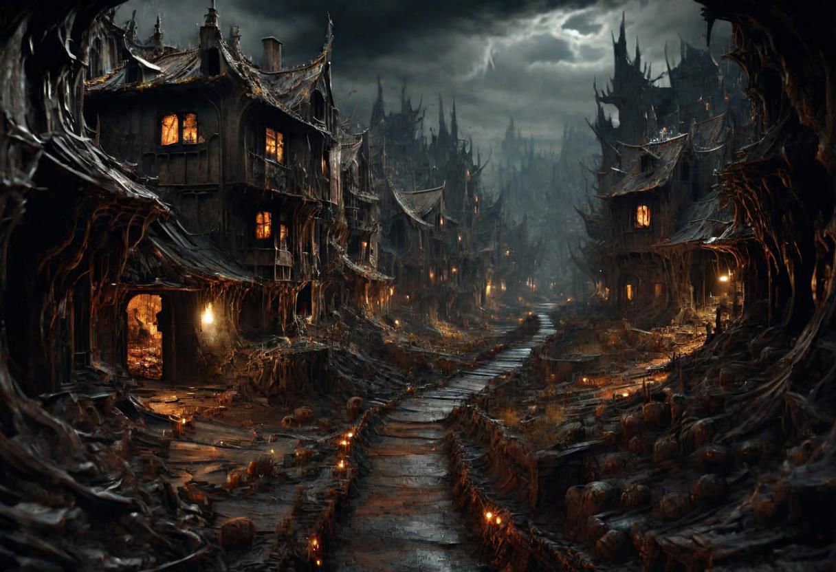 EdobHorrorLandscape,
ghst-3000, OverallDetail,
A landscape of a curse village in europe,
hopeless, nightmare, broken lights, dark ambiant,
HDR, HD textures, intricated details, 8k,