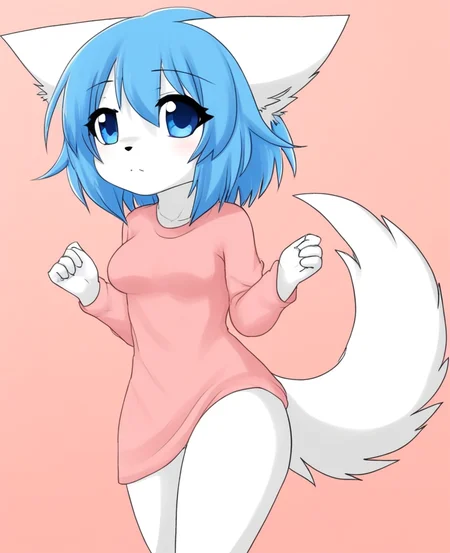 wolfychu, furry, furry female, blue hair, blue eyes, <lora:Wolfychu_Pony-000009:1>