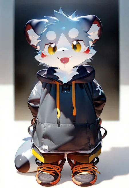 (zuppu11), xi410, 748cm, alens, nyalia, kyomu, youlichu, 1boy, solo, furry, cute, kemono, masterpiece, best quality, very awa, very aesthetic, absurdres, sensitive, looking at viewer, tongue out, drooling, full body