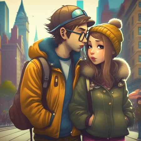 codamsel couple in love, girl and boy in the city <lora:codamsel:1>