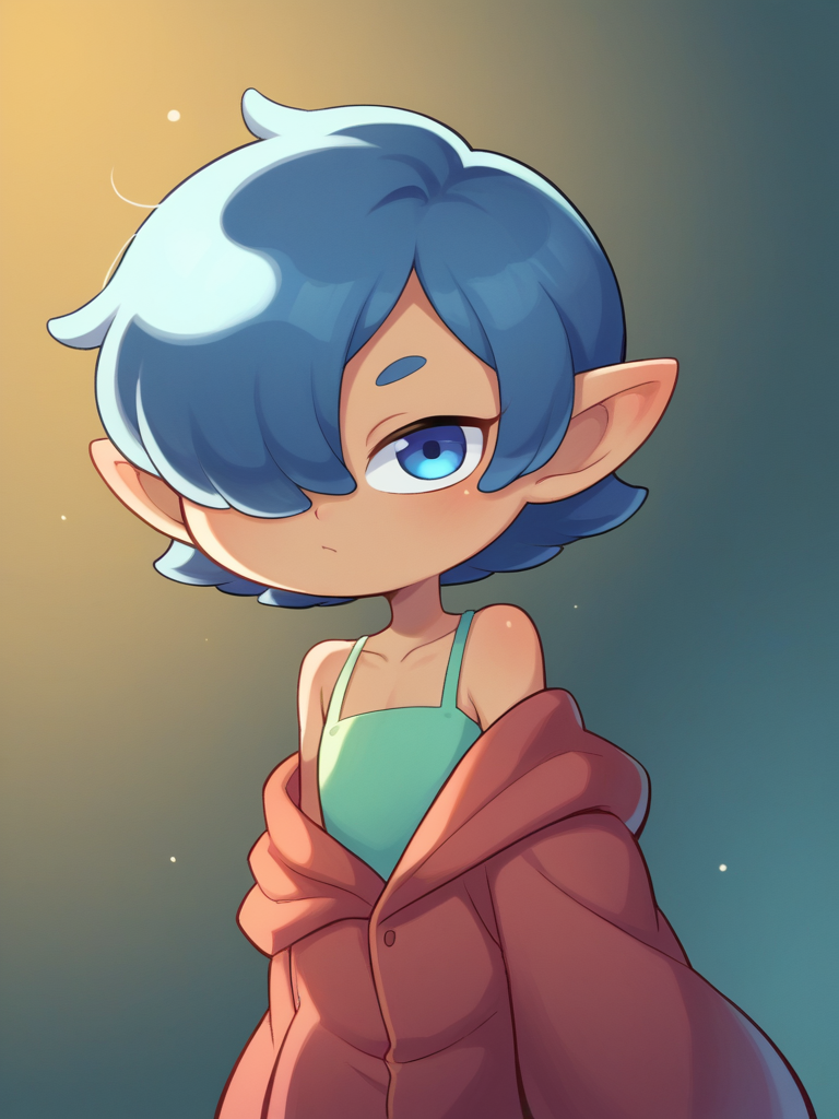 score_9, score_8_up, score_7_up, source_anime, BREAK
1girl, solo,  <lora:Miwako:1> <lora:MettisXL:0.8> Mettis, lalafell, blue hair, hair over one eye, blue eyes, pointed ears, shortstack, flat chest,