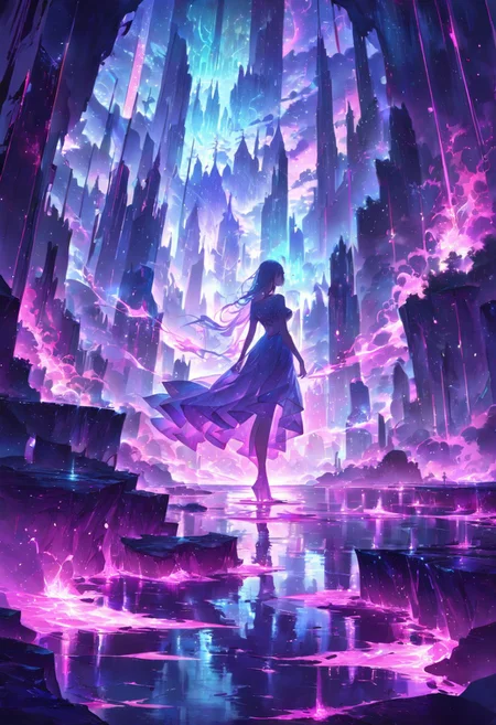 serene night, beautiful sky, dancing silhouette, Complex landscape, best quality, pastel colors, light blue tint, aesthetic Ethereal, Effulgent, Idyllic atmosphere,  Tranquil,  ethereal quality, cinematic volume, Twinkling lighting, glowing aura, global illumination,  glowneon, Anisotropic Filtering, Unrivaled Opus, Unconventional, hyper detailed, HDR,
