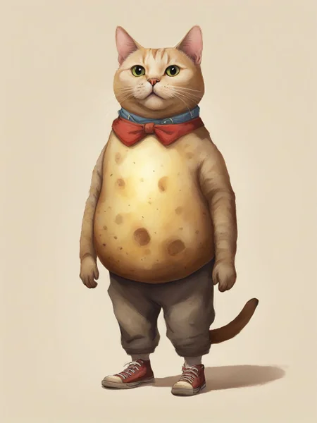 A socially awkward potato HuMeow <lora:SDXL-HuMeow-LoRA-r8-000003:1>