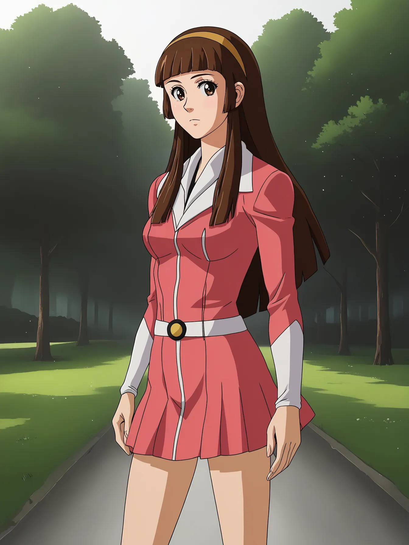 1girl, standing, looking at viewer, (score 9 up, score 8 up, highest score, highest quality),
<lora:Yoshiaki_Tabata_and_Yuki_Yugo_Shin_Mazinger_ZERO_Sayaka_Yumi_Character_PonyXL:1>,sayaka_yumi_zero, long hair, brown hair, hairband,