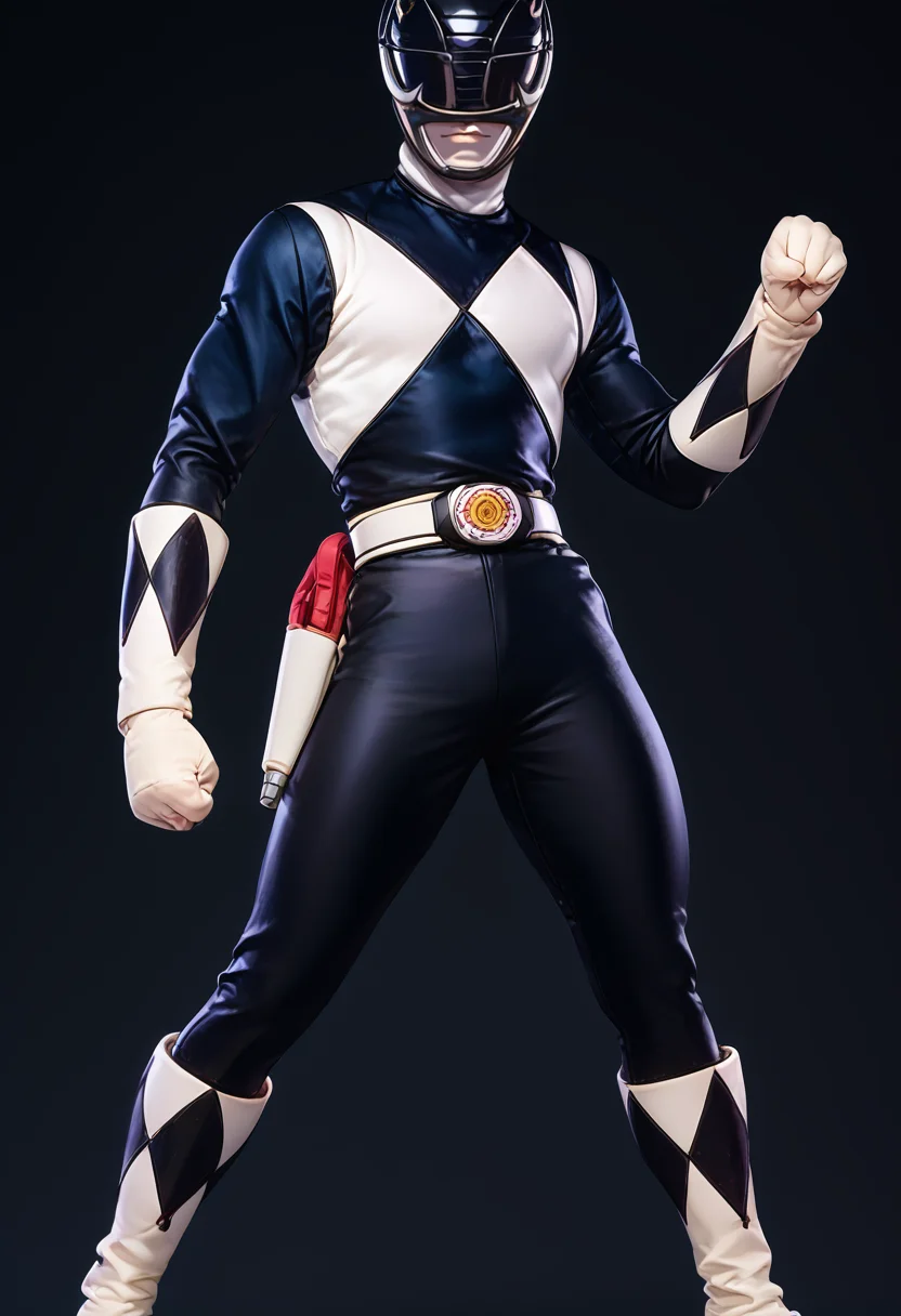 (score_9:0.9),score_8_up,score_7_up,anime style,rating_safe,(zPDXL),<lora:Black Ranger ponyXL v3.5:0.96>,black ranger,1boy,male focus,solo,clenched hands,full body,black background,