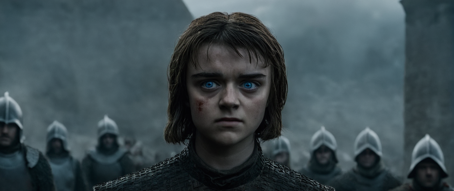 cinematic film still of  <lora:Game of Thrones style:1>
 <lora:Film Grain style:0.5> Film Grain style
 <lora:Chiaroscuro Lighting Style:0.6> Chiaroscuro Lighting style
In medieval times Maisie Williams Arya Stark a woman with a bloody:1 face and a innocent look,solo,looking at viewer,blue eyes,brown hair,1boy,male focus,parted lips,teeth,lips,blood,portrait,blood on face,realistic , cinematic, film, movie still, movie style, film style, fantasy drama, epic drama, dramatic light, dramatic shadow, fictional, Age of Wonders, Age of Empires, warriors,  Medieval style, middle ages, dungeons and dragons style, contrast, color, different people, different, unique, kingdoms and castles style, violent, aggressive, detailed, perfection, detailed face, detailed body, detailed hands, detailed eyes, sharp, Game of Thrones style, shallow depth of field, vignette, highly detailed, high budget, bokeh, cinemascope, moody, epic, gorgeous, film grain, grainy