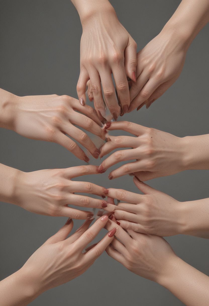 (Realism: 1.4), Cinematic lighting, (detailed image of female hands),fingers,skin texture,(stylish painted nails),(correct anatomical shape),((hands form a heart shape)),five fingers,detailed rendering , perspective from different angles, near and far.