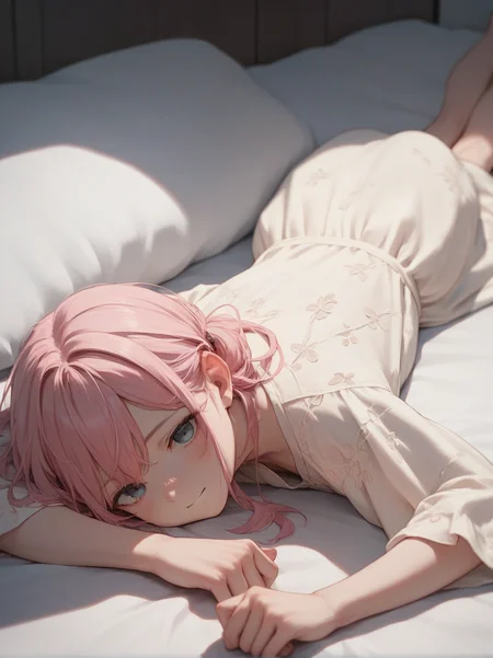 score_9, score_8_up, score_7_up, score_6_up, source_anime, <lora:linen_dress_v0.1-pony:1>
1girl, linen dress,
pink hair, lying, on stomach, looking at viewer,
