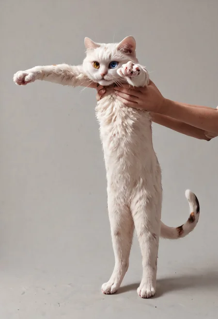 score_9, score_8_up, score_7_up, source_photo, rating_safe, IncrsXLLCM, full body, holding animal, GrubCat, heterochromia, simple background