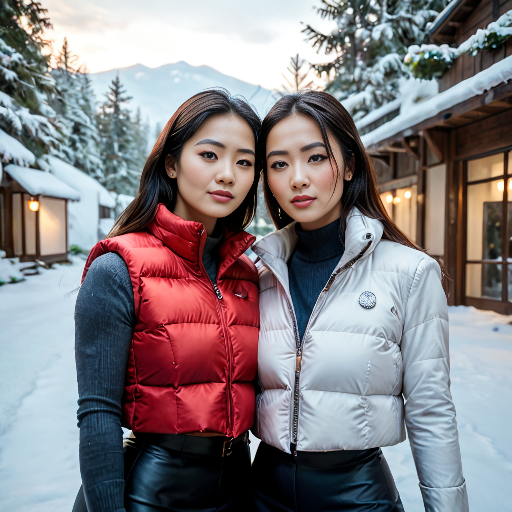 score_9, score_8_up, score_7_up,  professional group of asian tall women wearing (cropped_puffer_vest jacket), sexy,outdoors in the snow, fully dressed, (corset)  dramatic lighting, blushing, , after a long day of work,  at night, dark, under exposed, selfie leaks
 <lora:pony_cropped_puffer_jacket:0.7>