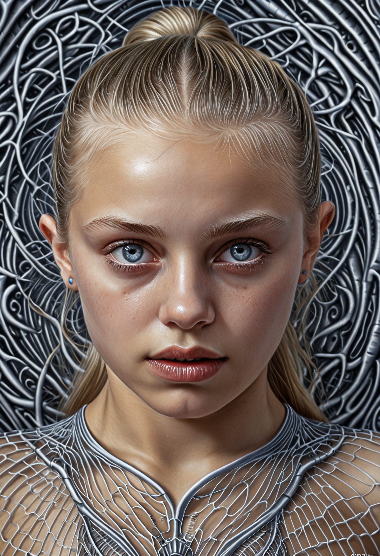 Hyperrealistic art <lora:Alex Grey OC-000005:1>,Alex Grey,1girl, . Extremely high-resolution details, photographic, realism pushed to extreme, fine texture, incredibly lifelike