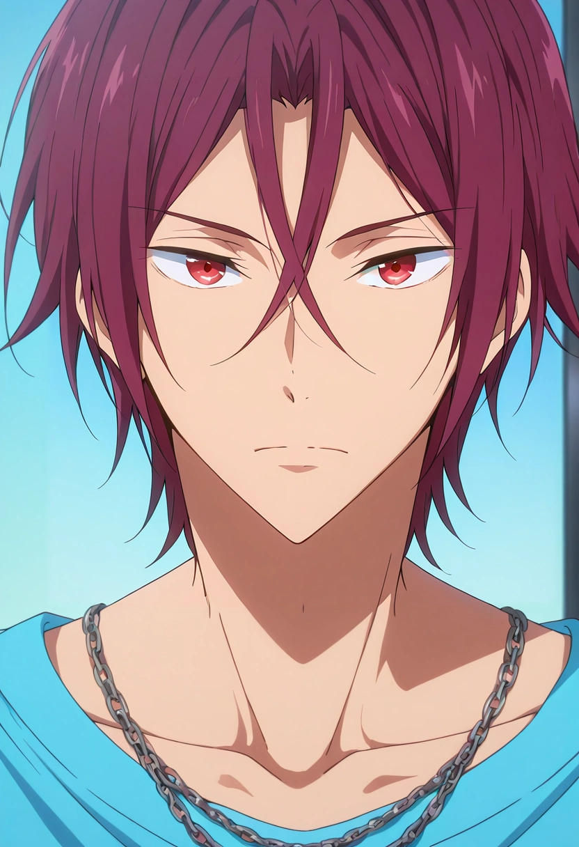masterpiece, best quality, intricate details, anime screencap, , , , 1boy, solo, male focus, <lora:rin_matsuoka_ilxl:0.96>, rin_matsuoka, red hair, red eyes, hair between eyes, ,