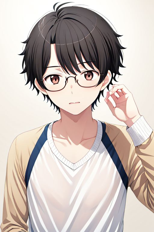 high resolution, solo, best quality, 1Boy, Inaho Kaizuka, Black hair, Brown Eyes, bound, tied up, glasses, first time, raglan, OverallDetail