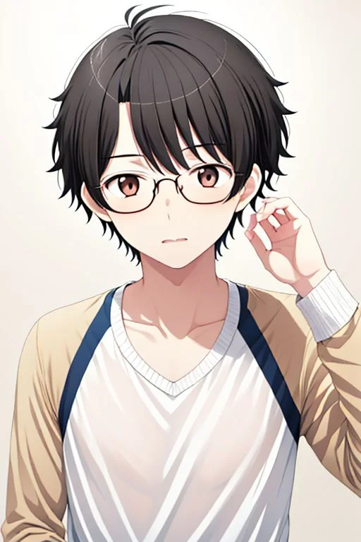 high resolution, solo, best quality, 1Boy, Inaho Kaizuka, Black hair, Brown Eyes, bound, tied up, glasses, first time, raglan, OverallDetail
