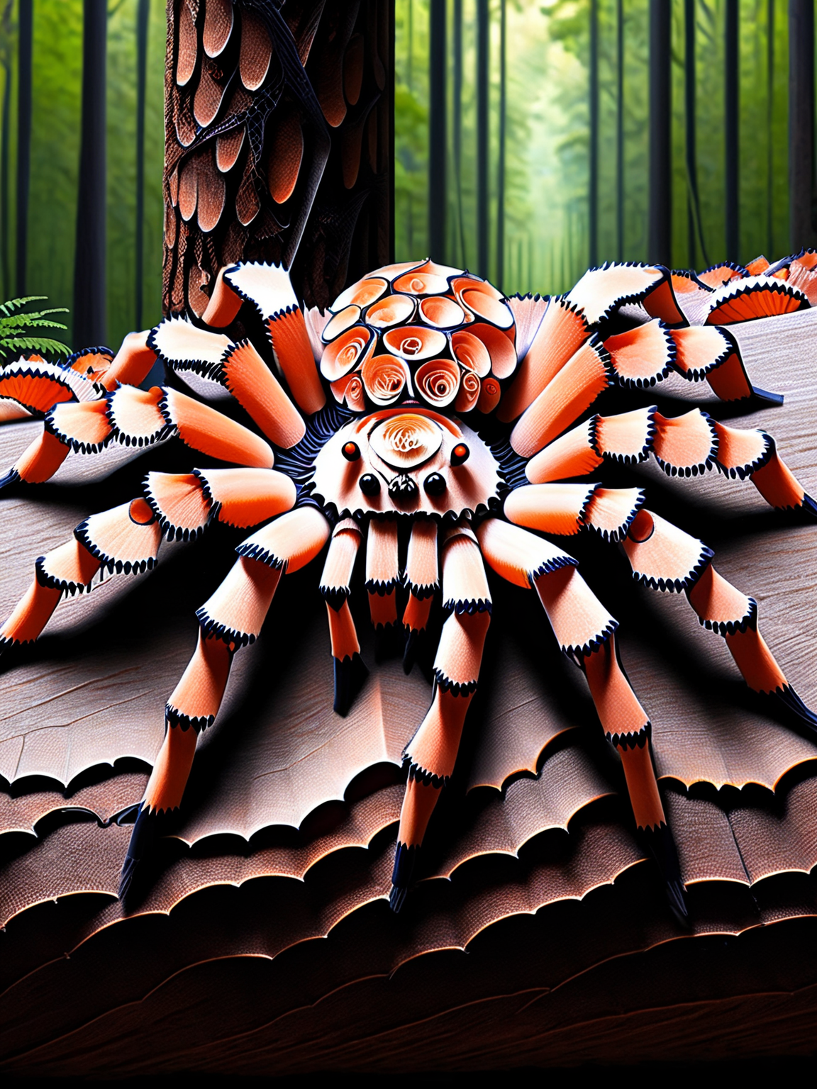 a ais-pencilshavings spider, on its web in the forest <lora:Pencil_Shavings_Style_SDXL:1>  <lora:EnvyBetterHiresFixXL01:0:hr=1>