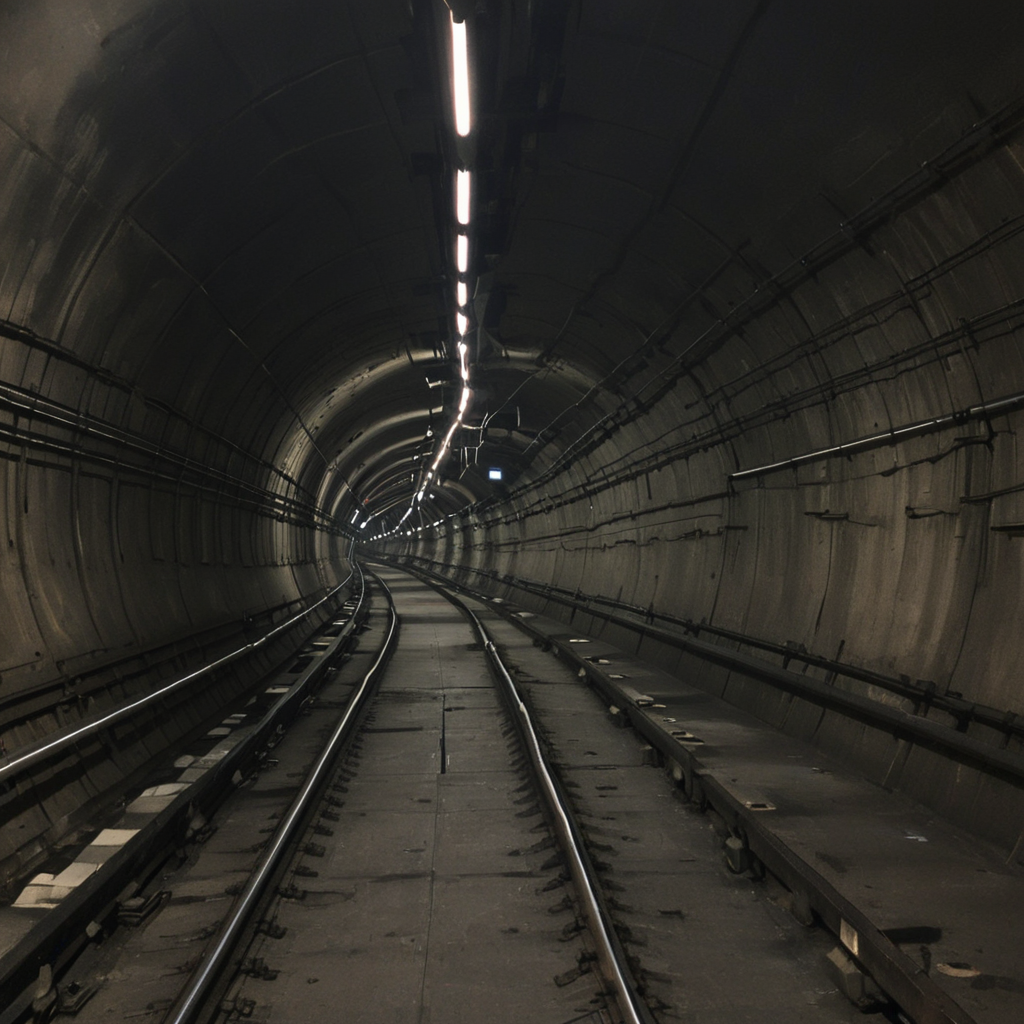 empty metro tunnel with tracks <lora:Metro:1>