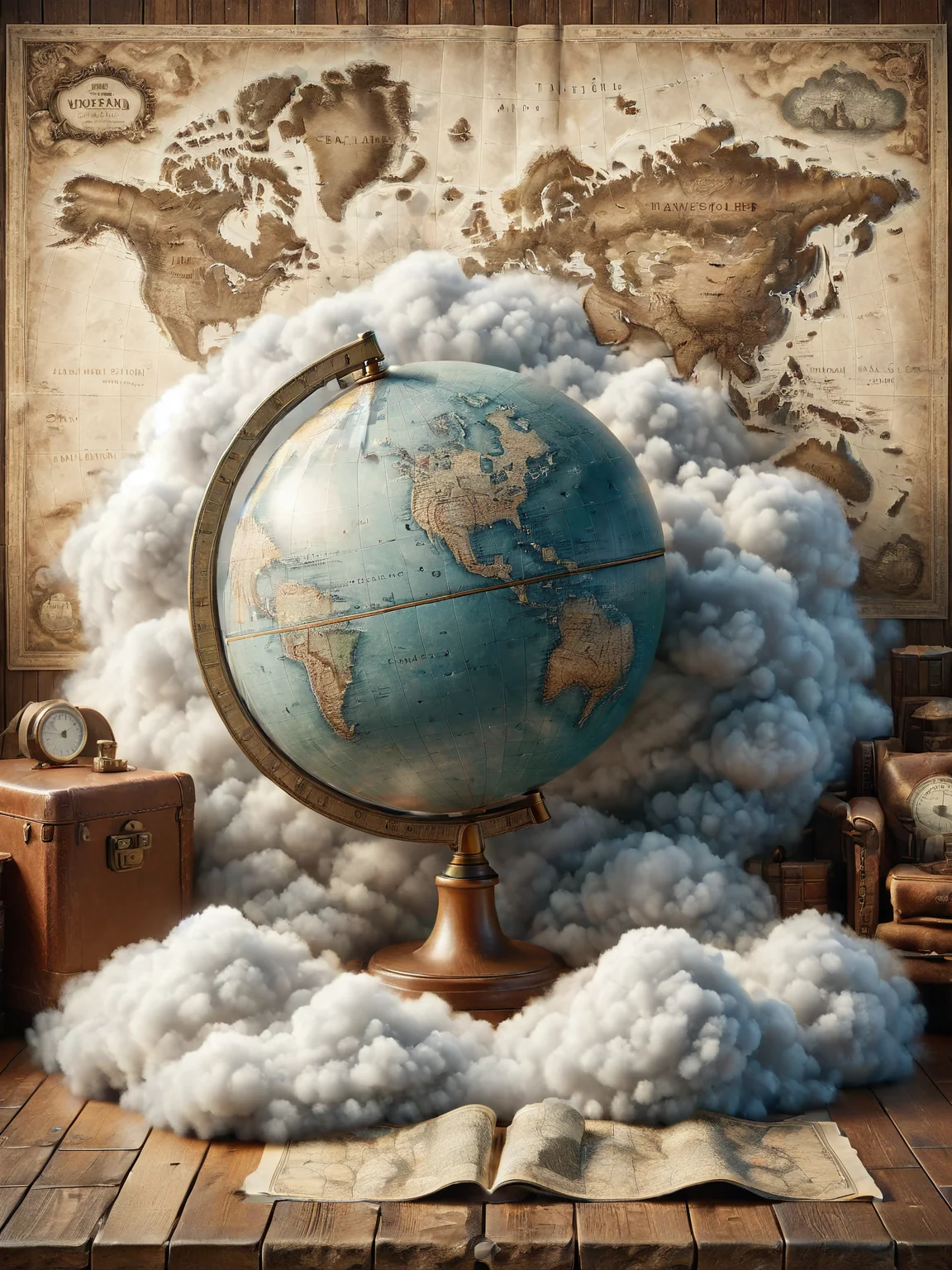 ais-cloudz detailed globe on an old world map in a traveler's study room <lora:Cloudz_Style_SDXL:1>