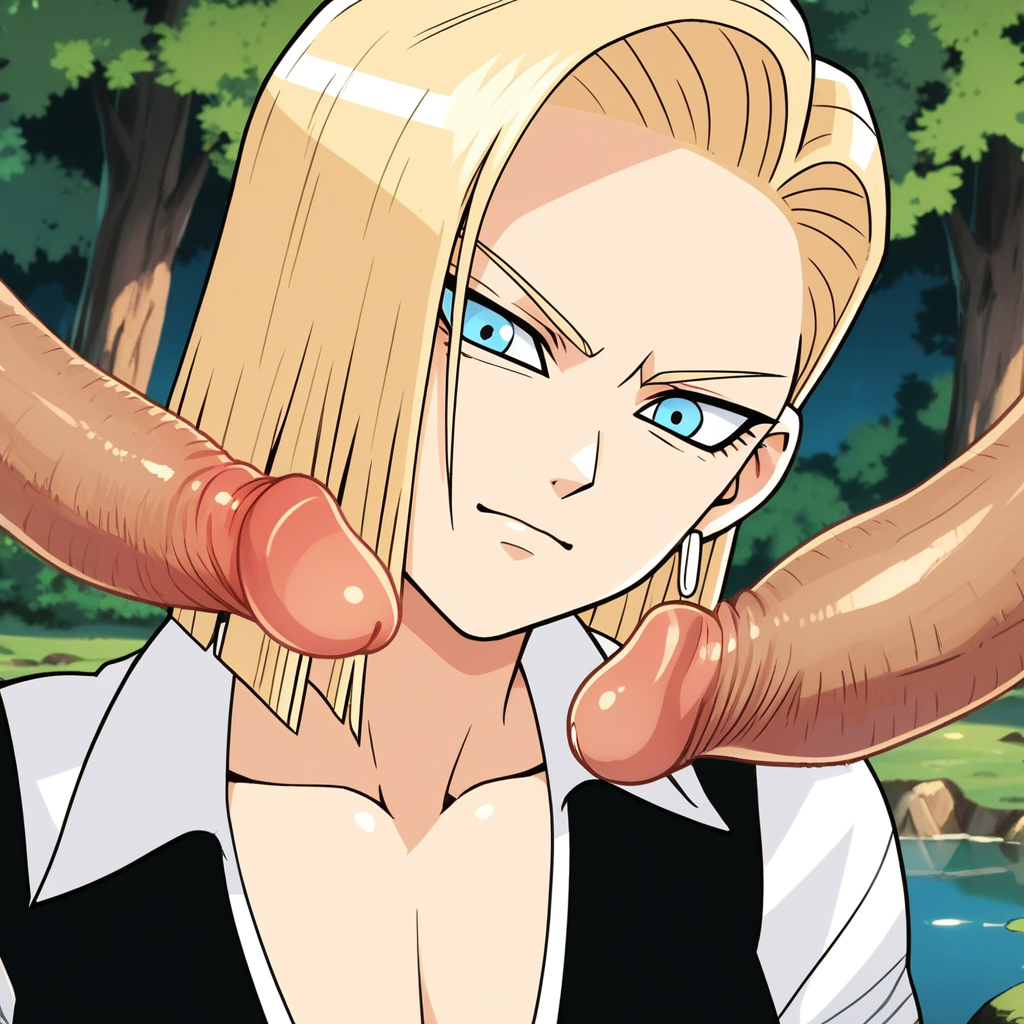 score_9, score_8_up, score_7_up, score_6_up, score_5_up, score_4_up, T3NT4CL3T1P, just_the_tip, imminent_penetration, (perfect face, perfect eyes), BREAK, 1woman, android_18, blonde hair, blue eyes, tentacles, tentacle, imminent penetration, blonde pubic hair, pubic hair peek, (excessive pubic hair), Outside at night, a lake in the distance, trees, stone,AddXL, sm_an_stl ,source_anime, anime screencap, anime, animification