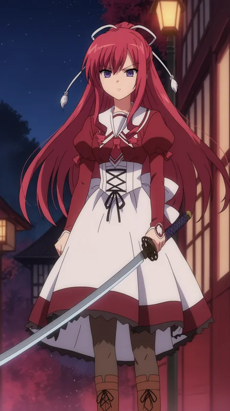 score_9, score_8_up, score_7_up,anime_source, source_anime, best background, detailed background, anime screencap, 4k, upscale, Misuzu Kusakabe, Main Outfit, solo, weapon, sword, katana, outdoors, night, <lora:JN_Misuzu_Kusakabe_Pony:0.8>