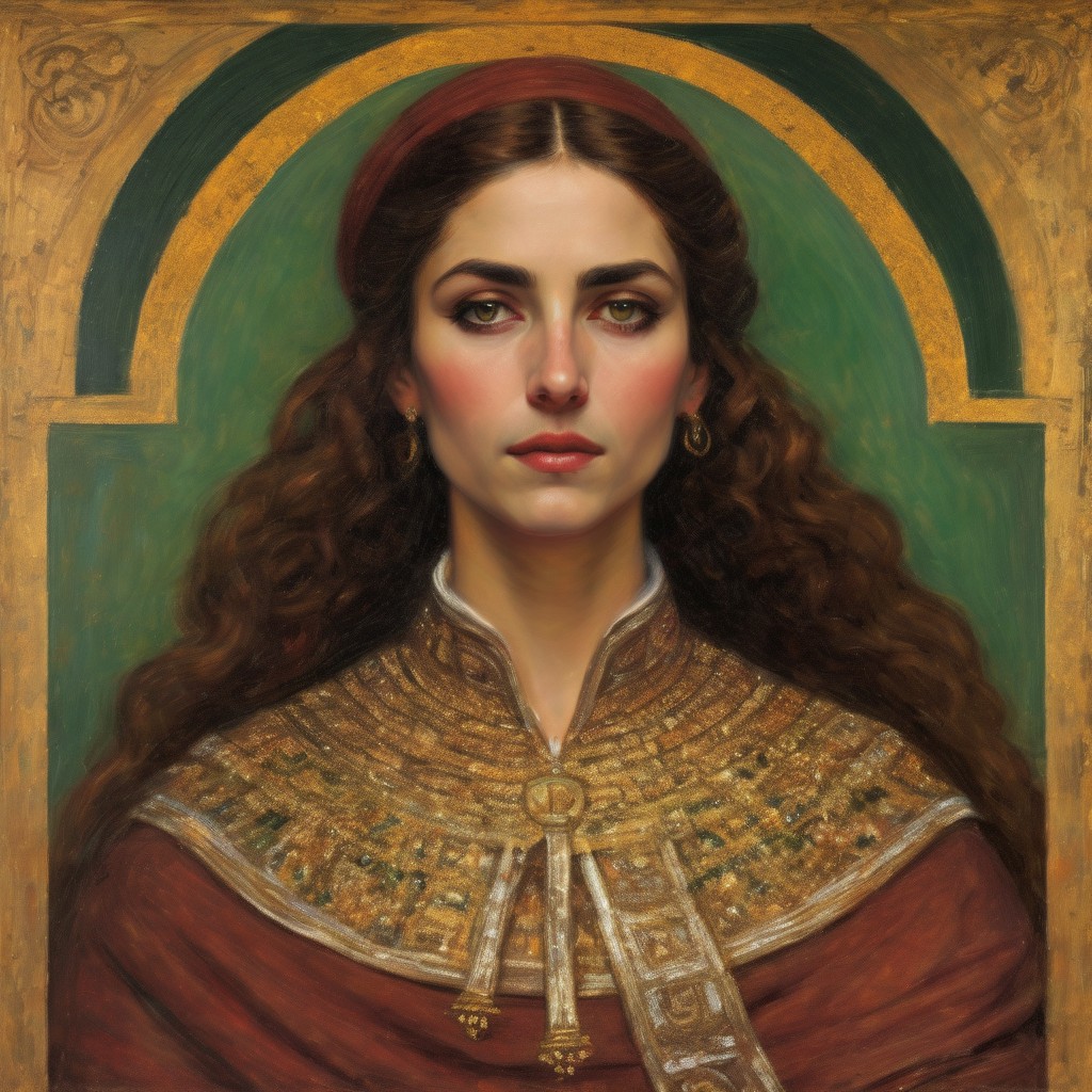 aidmafluxpro1.1,
A masterpiece of (elf idol girl ink painting full body capture) style created by the collaboration of Gustav Klimt and Eugène Delacroix.
The main objects are sliced at intervals along a diagonal, with each interval featuring a different material: the first material is tiles, the remaining materials are those that the main object would originally have.
The masterpiece combines the opulent ornamental elements of Gustav Klimt’s gold-laden style with the vivid emotional intensity of Eugène Delacroix’s expressive brushwork. The image features a full-body capture of an elf idol girl, her flowing hair and elegant attire slicing along a diagonal across the frame in a unique composition.
**Lighting:**
- Soft, diffused lighting from above creates a gentle glow that highlights the ornate details and textures.
- Shadows are cast diagonally across each material interval, emphasizing depth and contrast.
**Color Palette:**
- Rich, jewel-toned colors dominate the palette, with deep reds, vibrant greens, and golds interwoven throughout the composition.
- The use of metallic gold and reflective surfaces in Klimt’s style contrasts with the organic, painterly brushstrokes of Delacroix, creating a harmonious blend.
**Overall Composition:**
,HD32K,hyperdetailed,best quality, Zoroaster, Zartosht, Zarathustra