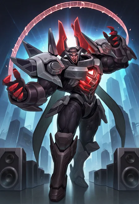 bara,solo,pose,showing,white background,
mecha,mecha cape,glowing,speaker,(musical note:1.5),dynamic pose,
project-mordekaiser,
very awa,masterpiece,best quality,absurdres,newest,perfect quality,detailed background,intricate details,scenery,