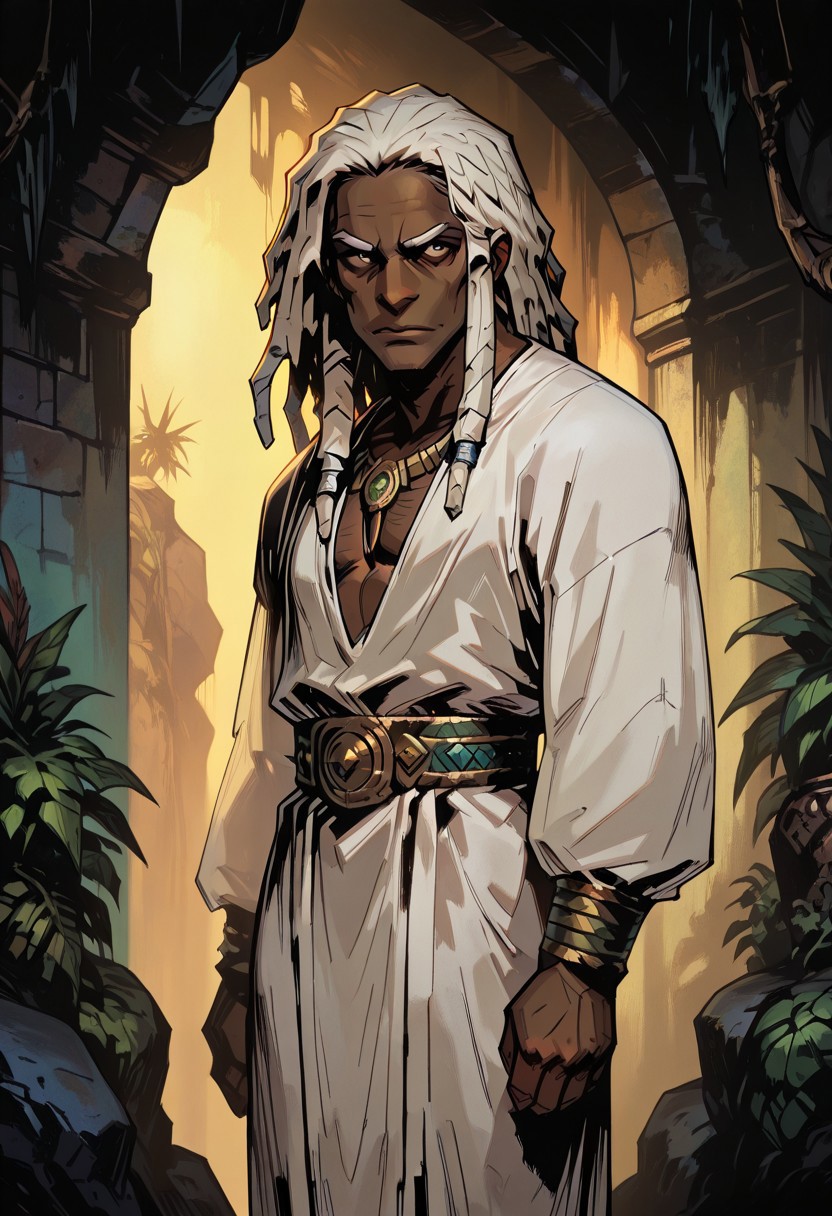 masterpiece, best quality, newest, absurdres, highres, TTCSV1.0, 
1boy, dark skin, dark-skinned male, dredlocks, white dreadlocks, african, african male,