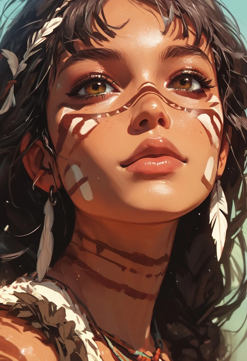 score_9, score_8_up, score_7_up, , g4n1m3, comicbookpage style,
1girl, female, , portrait, close up, , tribal girl, mouth closed