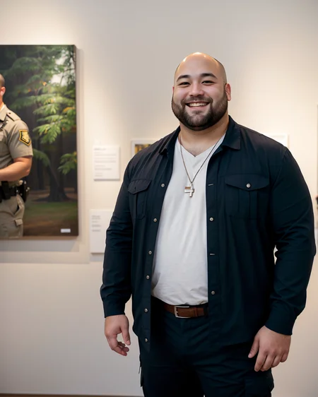 man, mitchf00n, grand recover, smiling, cargo pants, art gallery