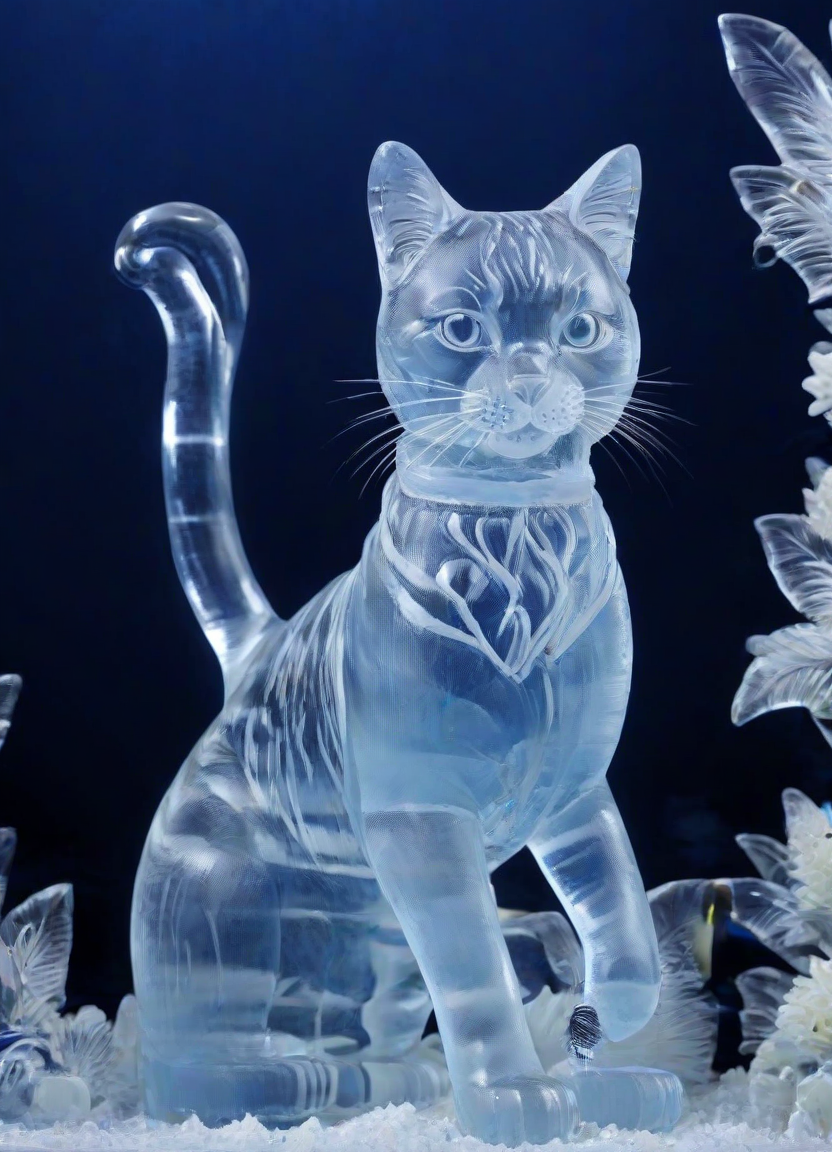 <lora:PE_IceSculpture:1> PEIceSculpture, ice sculpture,
beautiful cat,
masterpiece, high resolution, octance 4k, high detail,