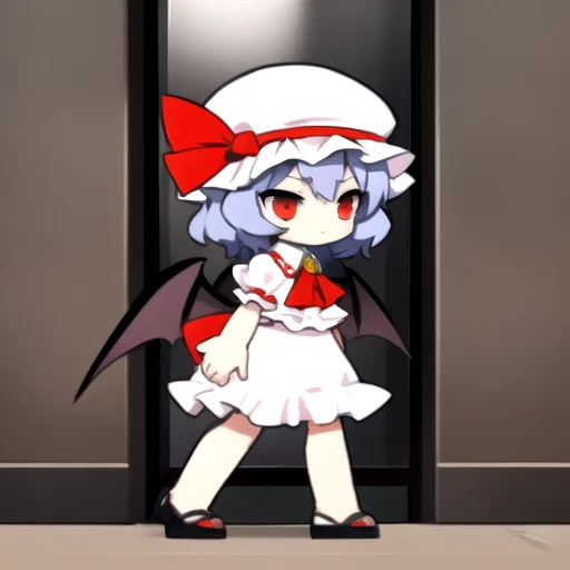 (masterpiece, best quality:1.2), <lora:AKTEST-03:1> chibi, remilia scarlet, mansion, full body, (flat shading:1.1)