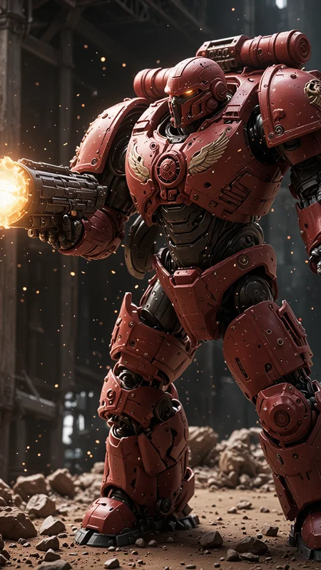 Space Marine, Crimson Bloods, Plasma cannon, (masterpiece), (realistic), 8k, RAW photo, Intricate, octane render, unreal engine, volumetrics dtx, (film grain, bokeh, blurry foreground), UHD, Epic, (Use Dream Diffusion Secret Prompt), UHD, <lora:Liquid_Fluid_Metal_XL_-_By_DICE:0.6>