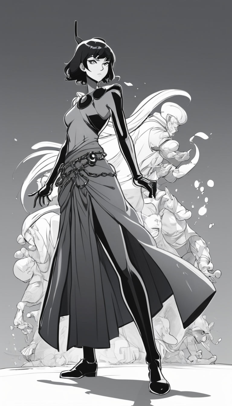 Cinematic scene, hero view, d4s sorceress, action pose, detailed background, masterpiece, best quality, high quality, absurdres <lora:diablo_4_sorceress_xl_v3:1>, (Anime Scene, Toonshading, Satoshi Kon, Ken Sugimori, Hiromu Arakawa:1.2), (Anime Style, Manga Style:1.3), Low detail, sketch, concept art, line art, webtoon, manhua, hand drawn, defined lines, simple shades, minimalistic, High contrast, Linear compositions, Scalable artwork, Digital art, High Contrast Shadows, glow effects, humorous illustration, big depth of field, Masterpiece, colors, concept art, trending on artstation, Vivid colors, dramatic