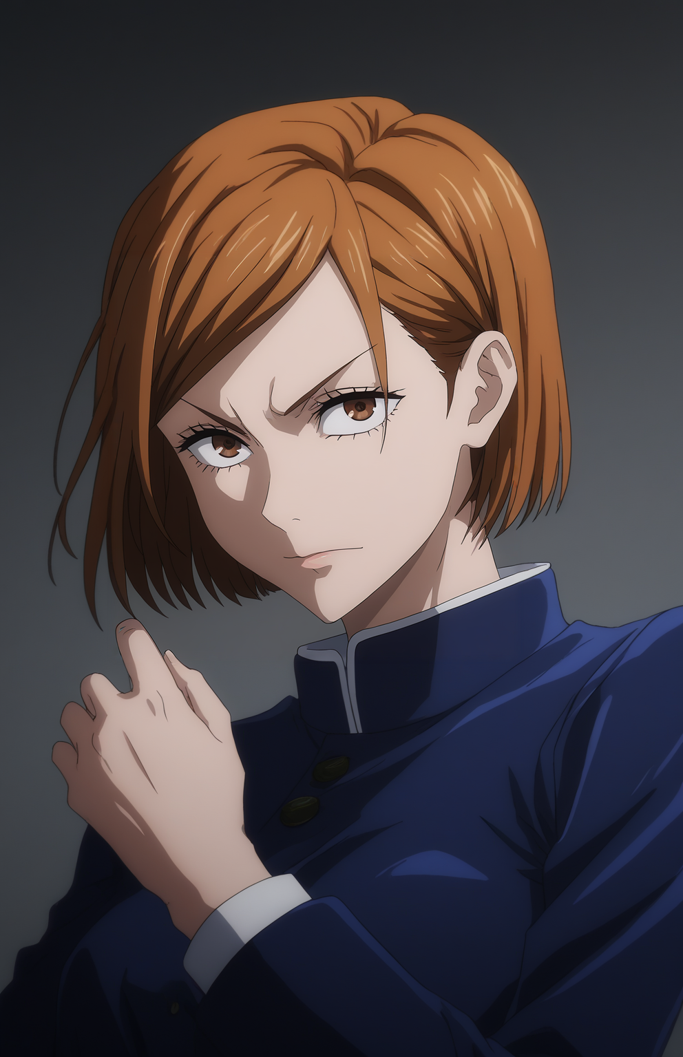 score_9, score_8_up, score_7_up, score_6_up, BREAK, source_anime, rating_explicit, masterpiece, best quality, detailed background, <lora:KUGISAKI_NOBARA_CULTY:1> 
anime screencap, 1girl, solo, kugisaki nobara, brown hair, brown eyes, school uniform, fighting stance, upper body, looking at viewer, bored, smile,