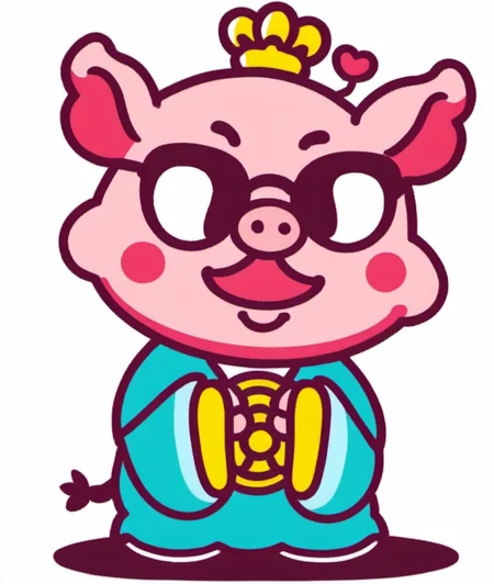 china chic emoticon, pig, <lora:cic:0.7>