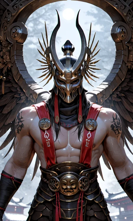realistic, photorealistic, very aesthetic, best quality, absurdres, masterpiece, best quality, amazing quality, newest, scenery, porcelain mask, helmet, upper body, full armor, holding weapon, horns, 1boy, male focus, mask, midnight1111, solo, standing, wings, realistic, photorealistic, very aesthetic, best quality, absurdres, masterpiece, best quality, amazing quality, newest, scenery, depth of field, Expressiveh, __midnight_gestures__, __midnight_emotions__, embedding:zPDXLrl, embedding:zPDXLxxx, embedding:zPDXL2, embedding:zPDXL3