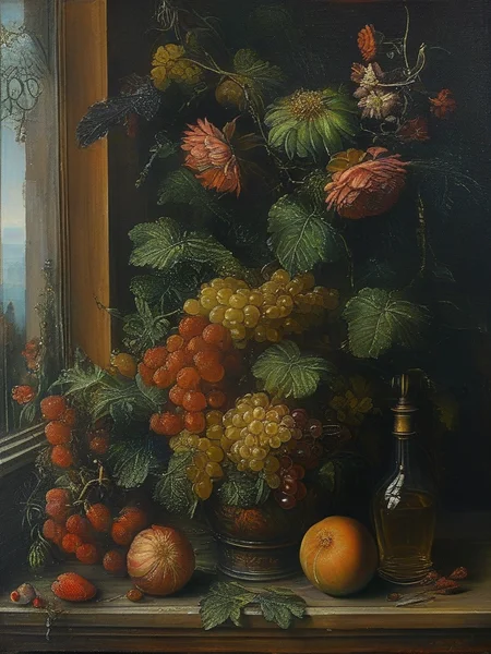 masterpiece,best quality,oil painting ,still life,<lora:tbh107-sdxl-dim64:1>,style of Albrecht Altdorfer