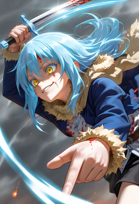 honored, rimuru tempest, crazy eyes, smirk, blood on face, holding weapon,
<lora:cfg_scale_boost:0.4>,<lora:nai_noob_new_1536:0.4>, <lora:nyaliaXLNBVP1lokrV6311P:0.4>, <lora:illustriousXL_stabilizer_v1.23:0.4>, <lora:honored:1.0>, (masterpiece, best quality, newest, highres:1.3), good quality, very aesthetic, absurdres, newest, very awa,