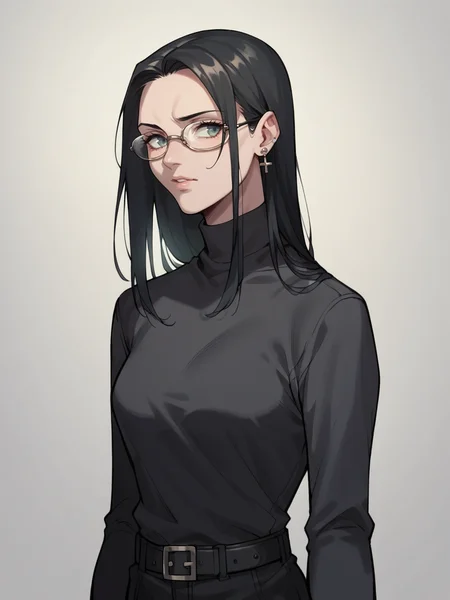 score_9, score_8_up, score_7_up, score_6_up, <lora:BBXLP:1> (BB), black bible, cel shading, 1girl, glasses,