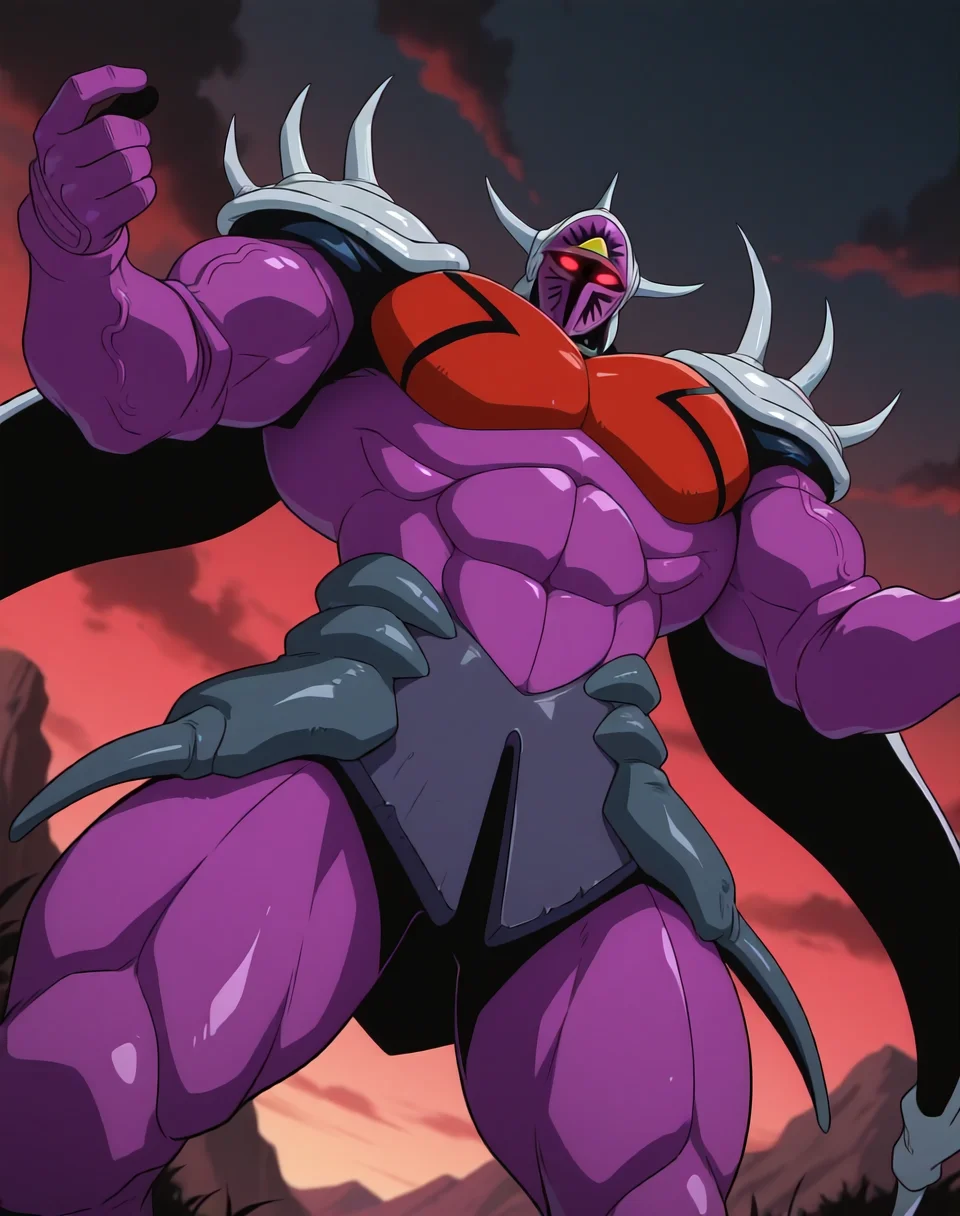 <lora:Lanacuras_(Shinzo)_(Illustrious)_(AD):1> Lanacuras, muscular, Shinzo,
exterior, vivid anime dark sky with black clouds, mountains, nature, end of the world background, red and green clouds in the sky, fighting,
dynamic action, dutch angle, cowboy shot, detailed face, detailed eyes, glowing red eyes,
hyper muscular, end boss, large wide rounded protruding pecs, bulging muscles, large rounded muscular shoulders, large biceps, large thighs, abs, red pecs, perfect hands, peak physical conditioning, pinnacle of manly perfection, perfect physique, veiny muscles, commanding oppressive presence,
BREAK: very awe, aesthetically pleasing, masterpiece, best quality, amazing quality, very aesthetic, perfect depth of field shot,
BREAK: lazympos, lazypos (2),