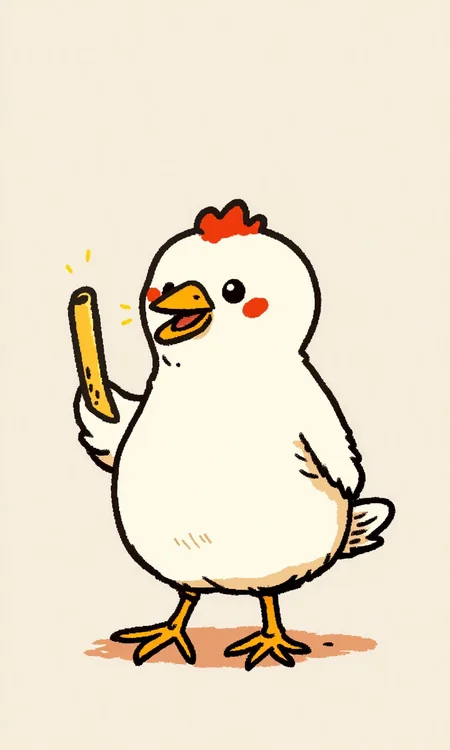 A bird with a french fry in its beak <lora:flux-test\flux.1_lora_flyway_simple-illustration.safetensors:1.1:1.1>