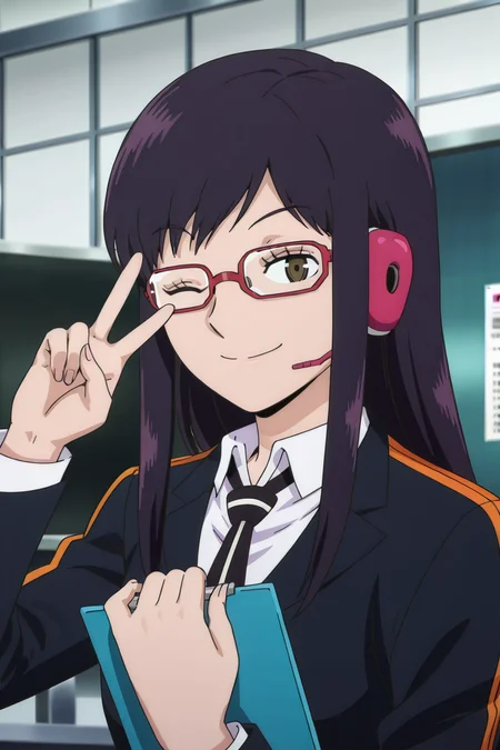 detailed background, posing,
<lora:worldtrigger.il:1>,
worldtrigger,
usami,
operator, holding clipboard,
looking at viewer, peace, one eye closed,