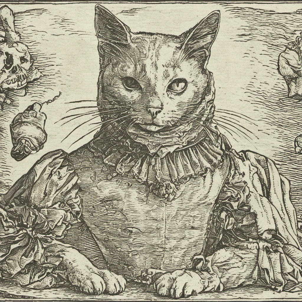 high quality, masterpiece, dansemacabre ,close up image of a cat <lora:dansemacabre-000007:1.4>
