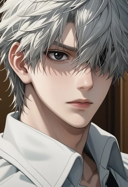 score_9, score_8_up, score_7_up, source_anime, rating_safe, Neucell, 1boy, male focus, anime screencap, black eye, pale skin,