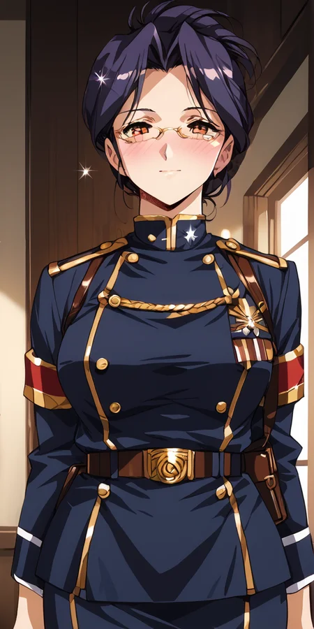 1girl, absurdres, uncensored, (sparkle:1.5)
score_9, score_8_up, score_7_up, score_6_up, source_anime, zPDXL3,
(mature female), cowboy shot,
BREAK.
indoors, seductive smile, smile,
BREAK
BREAK
Ridget, glasses, uniform, folded ponytail, purple eyes, purple hair, military, military uniform, belt, <lora:Urushihara Satoshi_XL_PONY_V2:0.9>,<lora:GargantiaontheVerdurousPlanet:0.8>