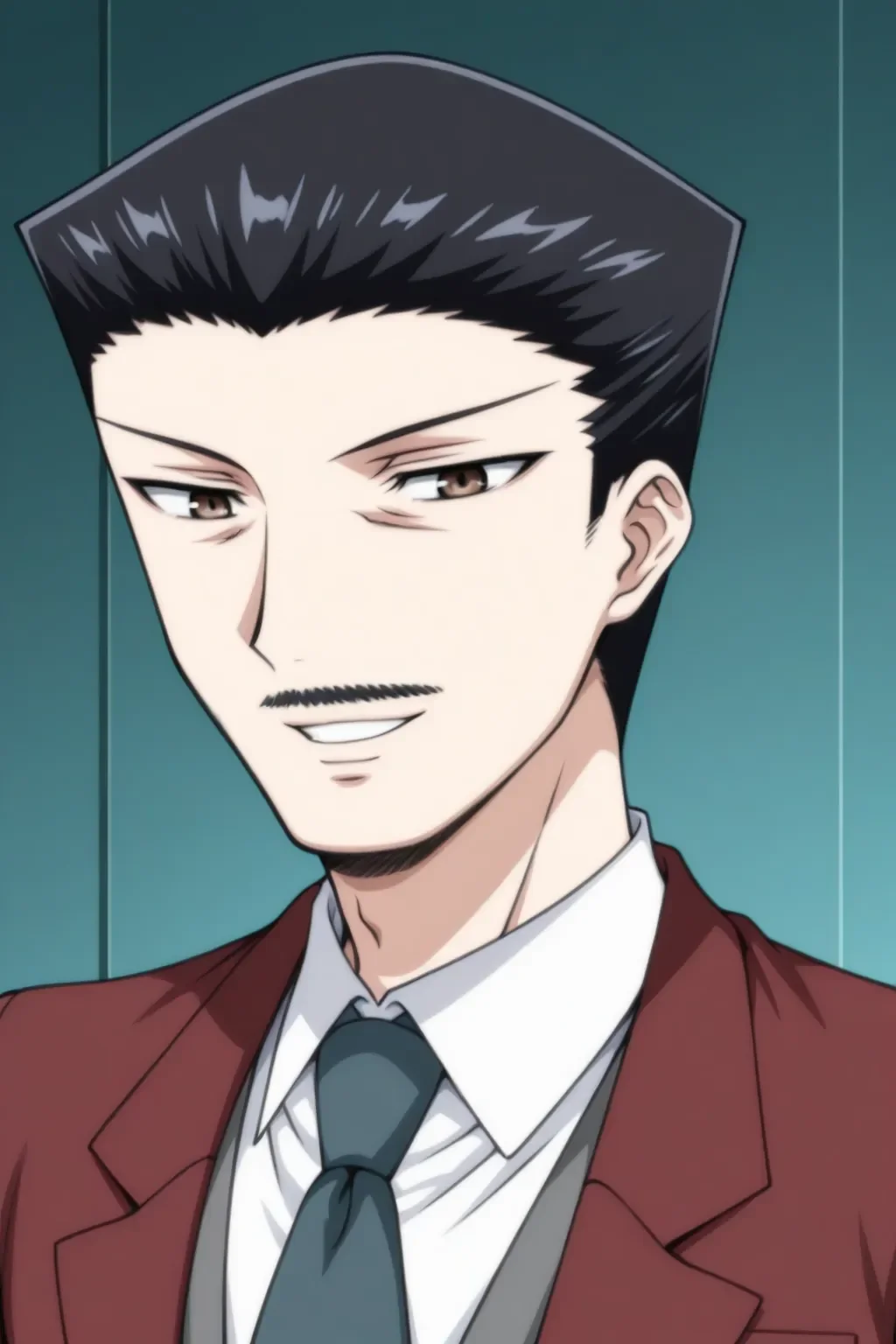 <lora:yamazaki_atsusi_ozisama_ilxl:1>masterpiece, best quality, yamazaki_atsusi_ozisama_ilxl, 1boy, male focus, (mustache:0.5), upper body, smile