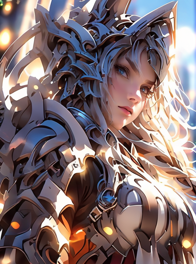 1girl, Arcana, armor, blue eyes, blurry, blurry background, braid, helmet, lips, long hair, looking at viewer, parted lips, solo, upper body, weapon, white hair
 <lora:Arcana_XL:0.85>