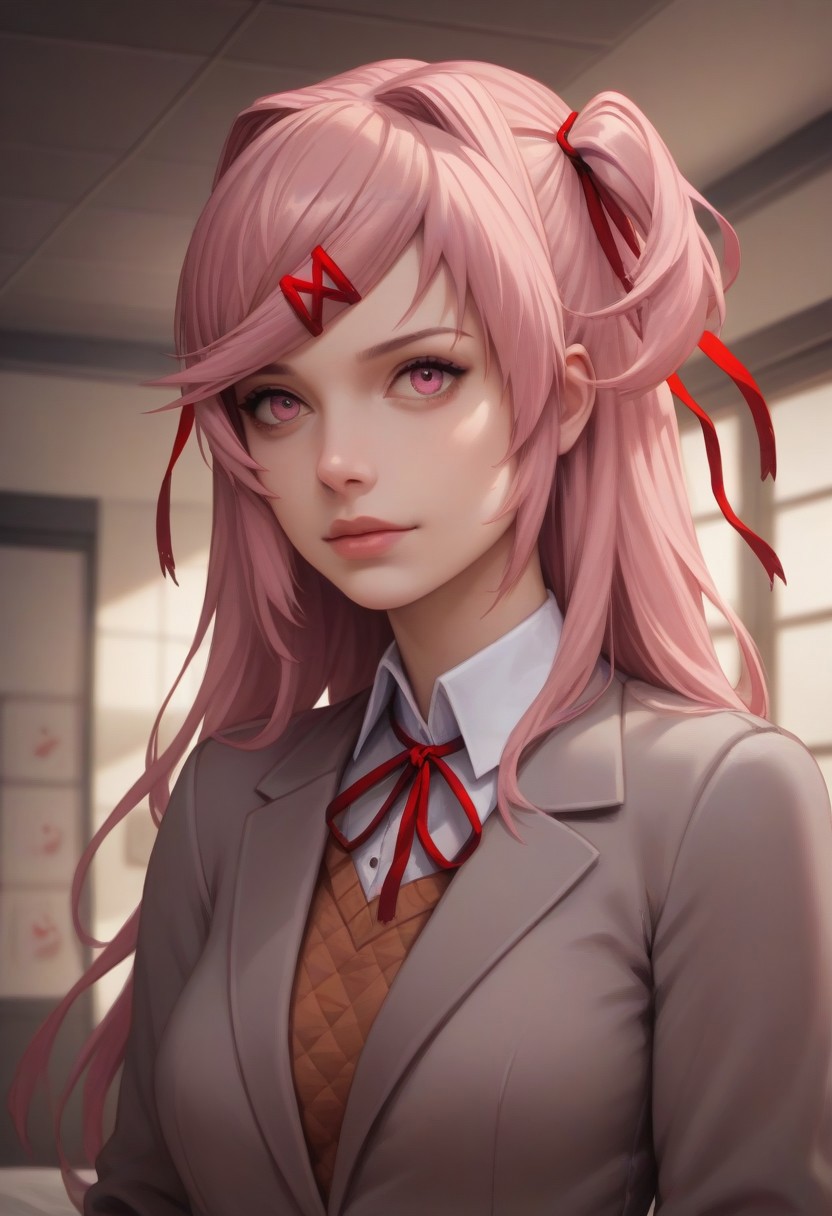 score_9, score_8_up, score_7_up, realistic, female, NATSUKI (DOKI DOKI LITERATURE CLUB)