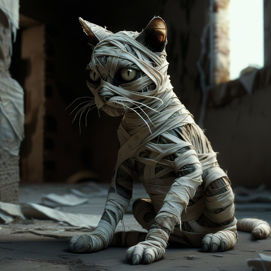 mummy cat, photorealistic, cinematic <lora:mummy:1>